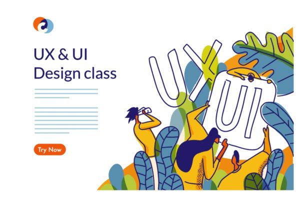 UX/UI设计培训主题矢量网站大洋岛精选概念插画 UX UI Design Class Web template