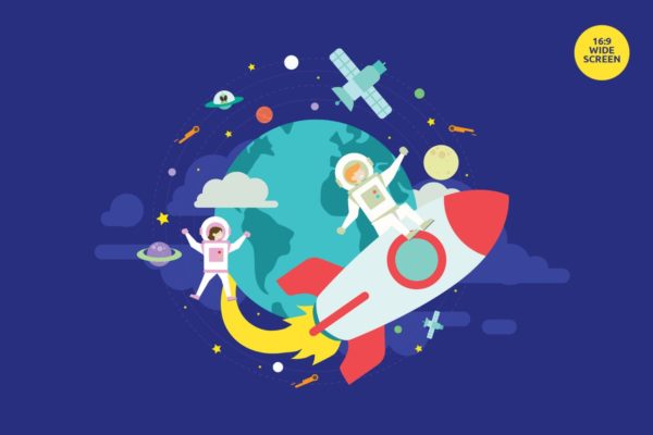 太空探索主题矢量大洋岛精选概念插画 Startup Space Expedition Vector Concept