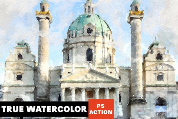 逼真水彩素描绘画特效大洋岛精选PS动作 True Watercolor Photoshop Action