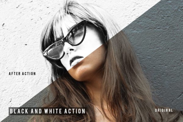 复古黑白照片效果PS艺术照片动作 Black And White Action