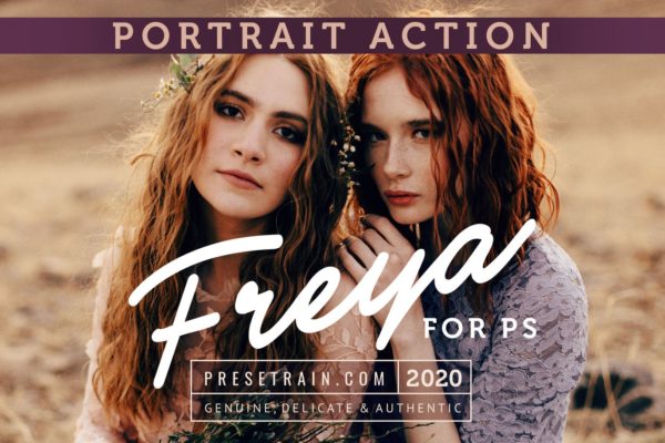 无损色调&柔和哑光效果肖像照片修图PS美颜动作 Freya Portrait Action for Photoshop