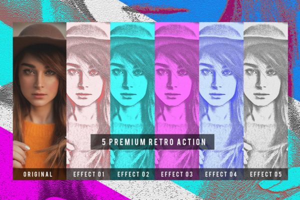 5种专业复古照片特效一键生成大洋岛精选PS动作 5 Premium Retro Action