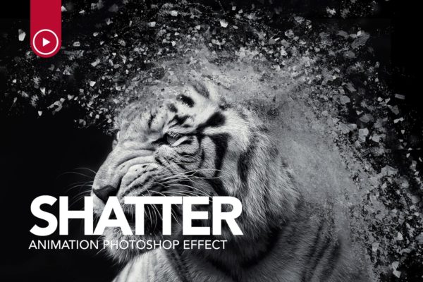 创意动感照片局部粉碎特效GIF动画大洋岛精选PS动作 Gif Animated Shatter Photoshop Action