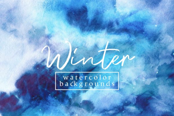 冬天水彩肌理纹理大洋岛精选背景 Winter Watercolor Backgrounds