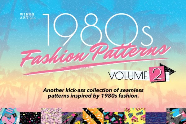 复刻欧美1980s年代设计风格图案背景大洋岛精选v2 1980s Retro Patterns Volume Two