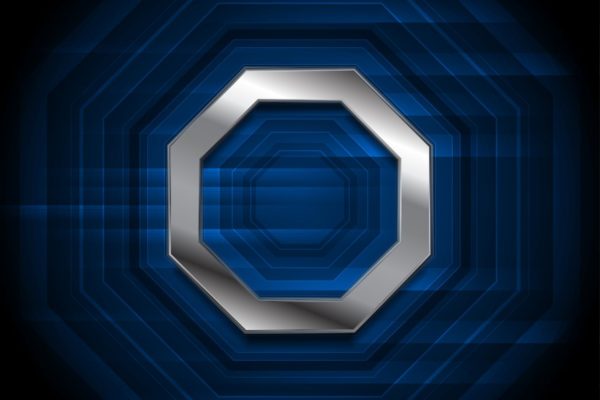 金属八角形蓝色技术高清大洋岛精选背景素材 Blue technology background with metallic octagon