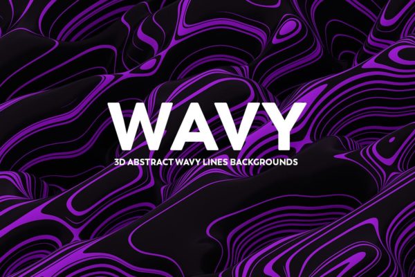 16种三维抽象波浪线高清背景图素材 3D Abstract Wavy Lines Backgrounds