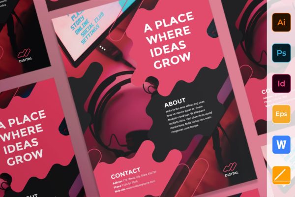 数字广告代理公司海报PSD素材大洋岛精选模板 Digital Advertising Agency Poster