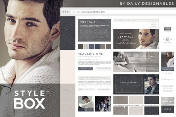 企业官网设计PSD模板大洋岛精选 StyleBox Blog Graphics/Website Kit 2