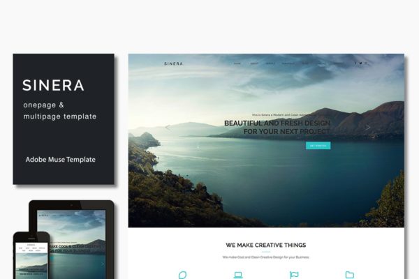 多用途单页和多页创意Muse模板大洋岛精选 Sinera – Creative Muse Template