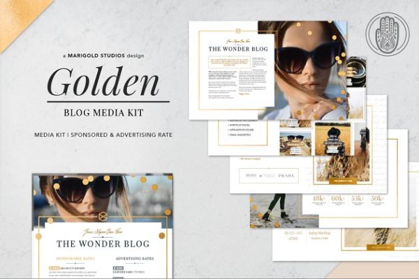 金箔奢华装饰博客贴图模板大洋岛精选 GOLDEN | Blog Media Kit