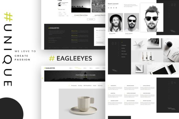现代创意初创团队企业网站HTML模板大洋岛精选 EAGLEEYES – Creative multipages and One page HTML5