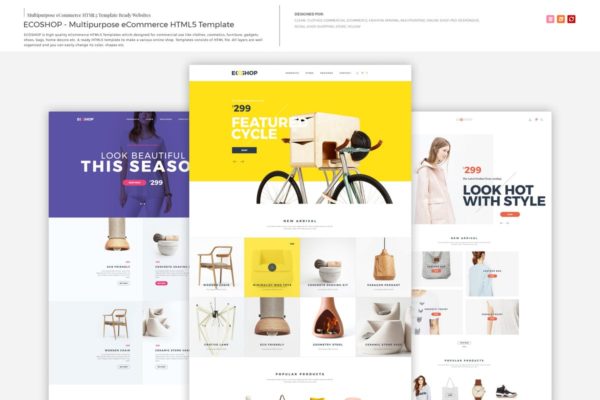 创意产品电商网站多用途HTML主题 ECOSHOP – Multipurpose eCommerce HTML5 Template