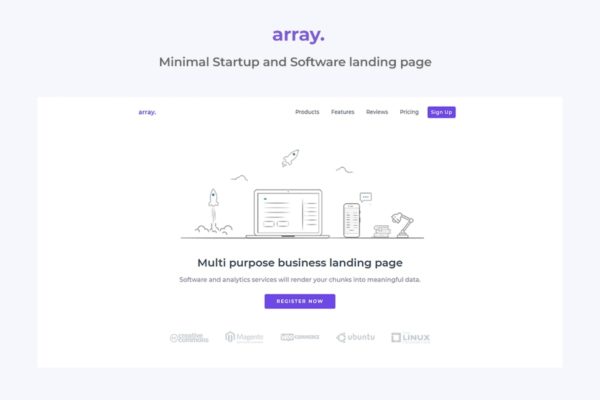 极简主义网站着陆页设计HTML模板大洋岛精选 Array Minimal Landing Page Template缩略图 极简主义网站着陆页设计HTML模板大洋岛精选 Array Minimal Landing Page Template