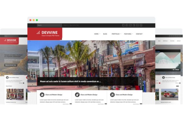 现代简约风响应式HTML5网站模板大洋岛精选 Devvine – Modern & Clean Responsive Site Template