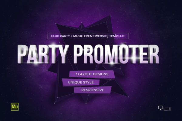 俱乐部/音乐派对活动网站设计Muse模板大洋岛精选 Party Promoter – Club Music Event Muse Template