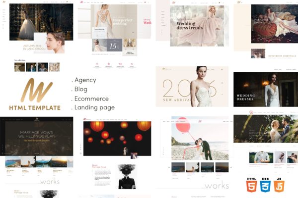 婚纱响应式网上商城HTML网站模板大洋岛精选素材 The VOW | Wedding Responsive HTML Template