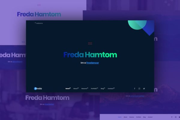 个人简历/作品集HTML模板大洋岛精选 Freda Personal Resume / Portfolio / HTML Templete