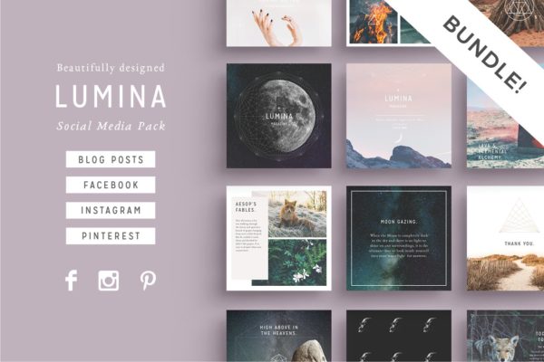 极力推荐：社交媒体配图插图设计模板大洋岛精选[1.23GB] LUMINA Social Media BUNDLE