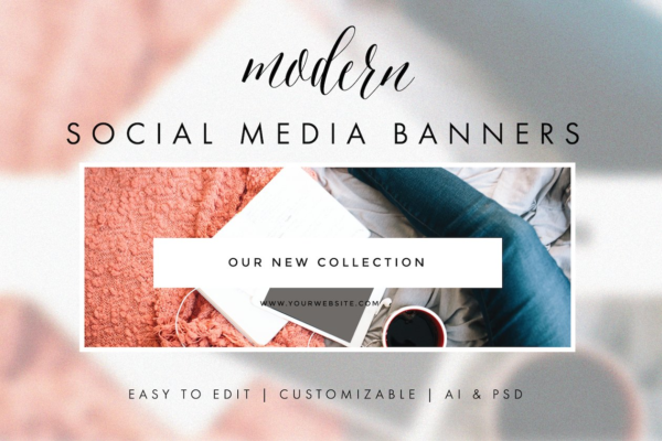 现代社交媒体Banner模板大洋岛精选 Social Media Banners – Modern缩略图 现代社交媒体Banner模板大洋岛精选 Social Media Banners – Modern