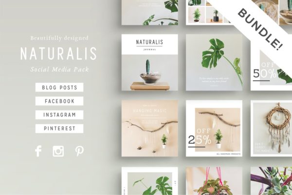 大自然植物之美社交媒体贴图素材包 NATURALIS Social Media BUNDLE缩略图 大自然植物之美社交媒体贴图素材包 NATURALIS Social Media BUNDLE