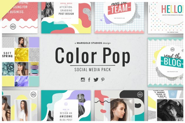 色彩缤纷风格社交媒体贴图素材包 COLOR POP | Social Media Pack缩略图 色彩缤纷风格社交媒体贴图素材包 COLOR POP | Social Media Pack