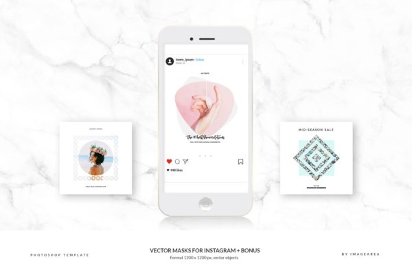 Instagram 社交媒体贴图模板大洋岛精选合集 Vector Masks for Instagram + Bonus