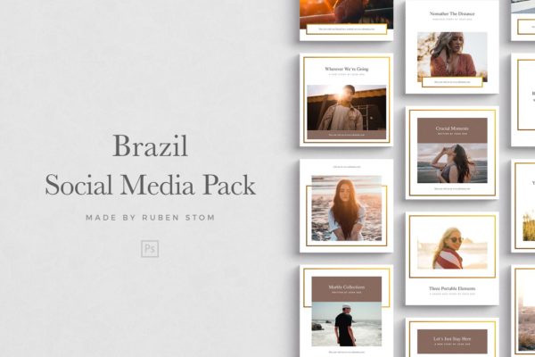 旅行主题社交媒体贴图模板大洋岛精选 Brazil Social Media Pack