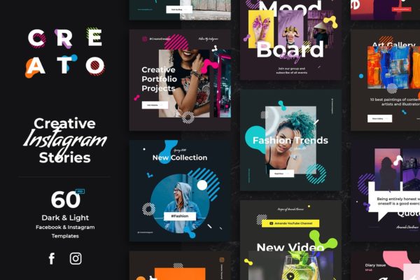色彩丰富的创意社交媒体故事贴图模板大洋岛精选 Creato Social Media Templates缩略图 色彩丰富的创意社交媒体故事贴图模板大洋岛精选 Creato Social Media Templates