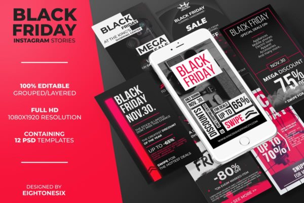 黑色星期五购物节Instagram故事促销广告模板大洋岛精选v1 Black Friday Instagram Story Feed Templates缩略图 黑色星期五购物节Instagram故事促销广告模板大洋岛精选v1 Black Friday Instagram Story Feed Templates