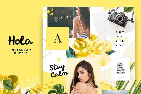 时尚极简的Instagram社交媒体模板大洋岛精选 Instagram Puzzle – Hola [psd]