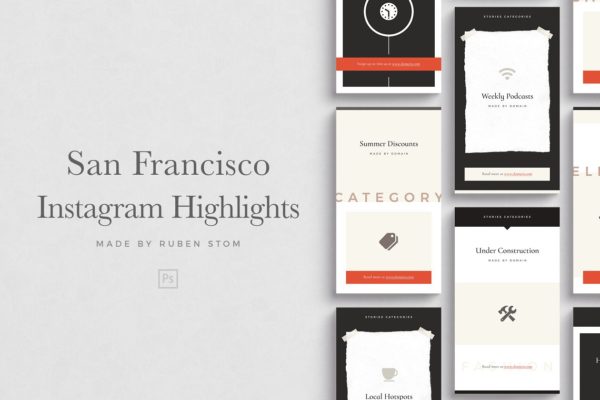 Ins社交电商热点贴图模板大洋岛精选 San Francisco Instagram Highlights缩略图 Ins社交电商热点贴图模板大洋岛精选 San Francisco Instagram Highlights