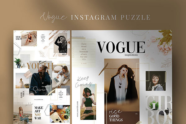 时尚高端的Instagram社交媒体拼图模板大洋岛精选 Vogue – instagram puzzle [psd]