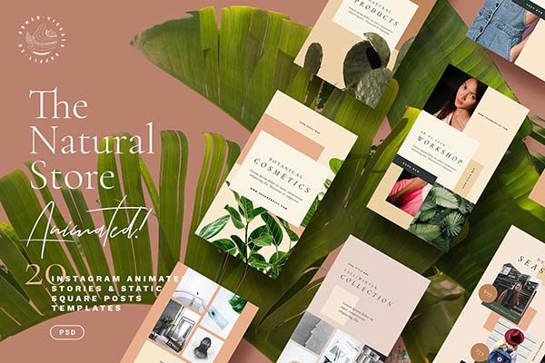 时尚高端Instagram故事动画模板大洋岛精选 Natural Store Animated Stories [psd]