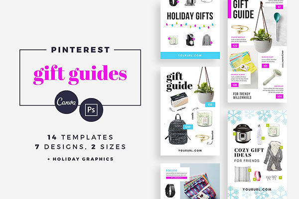 礼品指南社交媒体模板大洋岛精选 Gift Guide Pinterest Templates [psd]