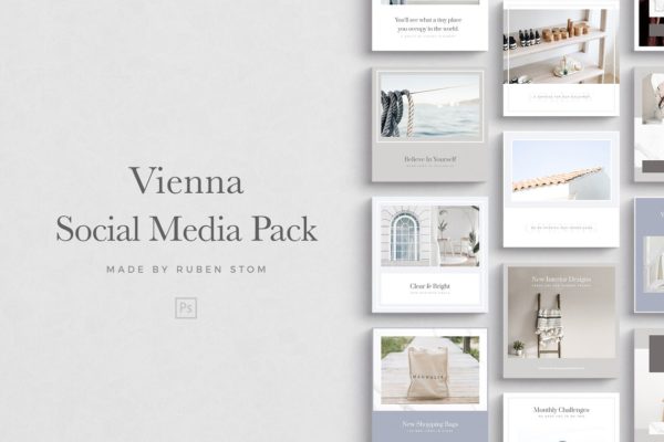 简约风社交媒体贴图设计模板大洋岛精选 Vienna Social Media Pack缩略图 简约风社交媒体贴图设计模板大洋岛精选 Vienna Social Media Pack