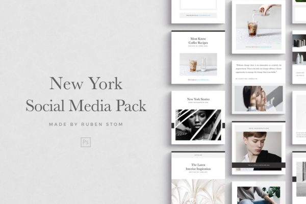 新媒体时尚社交贴图模板大洋岛精选 New York Social Media Pack