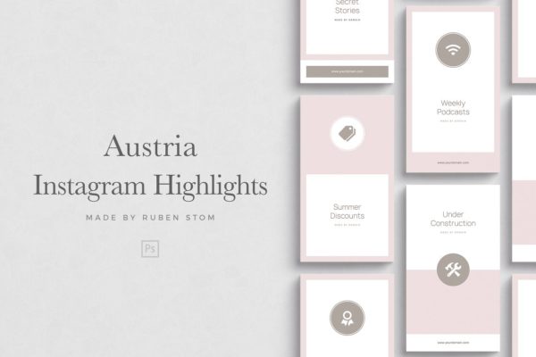 新媒体文章贴图设计模板大洋岛精选 Austria Instagram Highlights缩略图 新媒体文章贴图设计模板大洋岛精选 Austria Instagram Highlights
