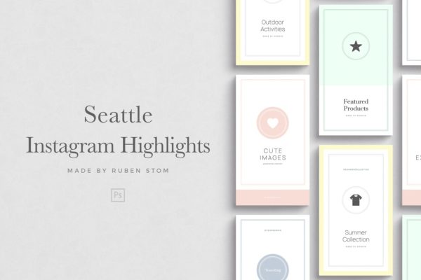 Instagram等新媒体社交媒体文章贴图设计模板大洋岛精选 Seattle Instagram Highlights缩略图 Instagram等新媒体社交媒体文章贴图设计模板大洋岛精选 Seattle Instagram Highlights