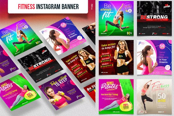 健身主题Instagram社交媒体Banner广告营销海报模板大洋岛精选缩略图 健身主题Instagram社交媒体Banner广告营销海报模板大洋岛精选