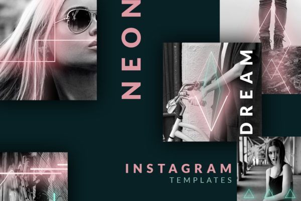 90年代霓虹灯Instagram帖子模板大洋岛精选缩略图 90年代霓虹灯Instagram帖子模板大洋岛精选