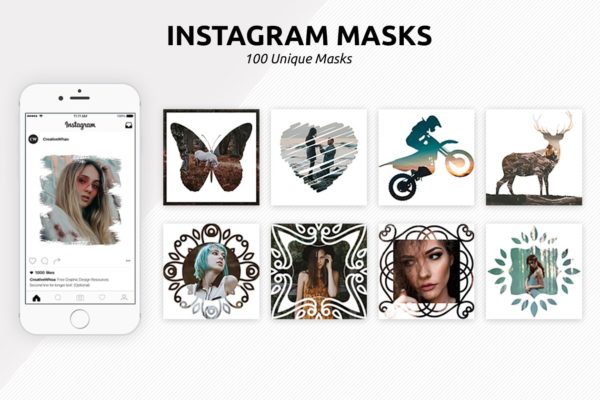 100款Instagram社交贴图照片效果PSD智能对象图层 100 Instagram Masks PSD Templates缩略图 100款Instagram社交贴图照片效果PSD智能对象图层 100 Instagram Masks PSD Templates
