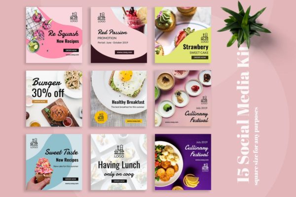 美食主题社交媒体促销广告设计模板大洋岛精选合集 Cooq – Food Social Media Kit缩略图 美食主题社交媒体促销广告设计模板大洋岛精选合集 Cooq – Food Social Media Kit
