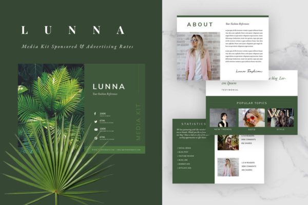 优雅时尚社交媒体博客媒体设计素材包v2 Luna – Media Kit & Sponsorship缩略图 优雅时尚社交媒体博客媒体设计素材包v2 Luna – Media Kit & Sponsorship