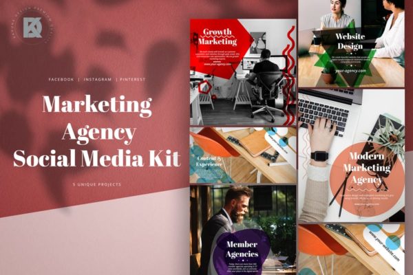 互联网营销推广服务企业社交媒体宣传物料素材 Marketing Agency Social Media Pack缩略图 互联网营销推广服务企业社交媒体宣传物料素材 Marketing Agency Social Media Pack