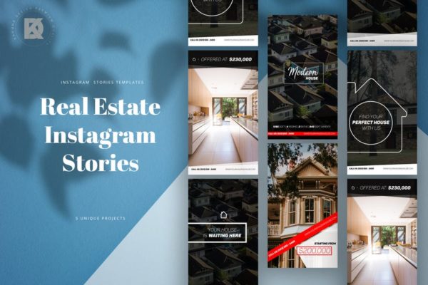 房地产经纪人社交媒体推广设计素材 Real Estate Instagram Stories缩略图 房地产经纪人社交媒体推广设计素材 Real Estate Instagram Stories