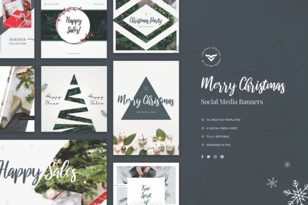 圣诞节自媒体推广Banner设计模板大洋岛精选素材 Christmas Social Media Banners缩略图 圣诞节自媒体推广Banner设计模板大洋岛精选素材 Christmas Social Media Banners