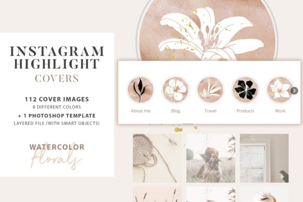 112个创意水彩花卉Instagram社交封面设计素材 Floral Instagram Highlight Covers缩略图 112个创意水彩花卉Instagram社交封面设计素材 Floral Instagram Highlight Covers