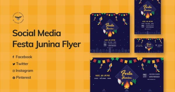 节日派对活动社交媒体宣传设计模板大洋岛精选 Festa Junina Social Media Template缩略图 节日派对活动社交媒体宣传设计模板大洋岛精选 Festa Junina Social Media Template