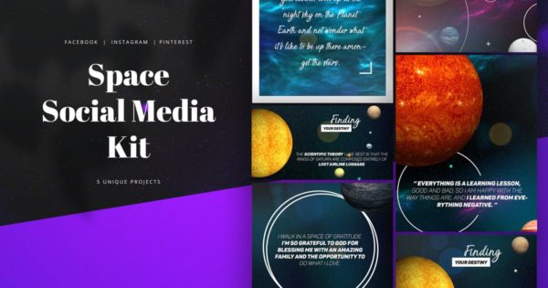 太空主题社交媒体自媒体设计素材 Space Social Media Kit缩略图 太空主题社交媒体自媒体设计素材 Space Social Media Kit